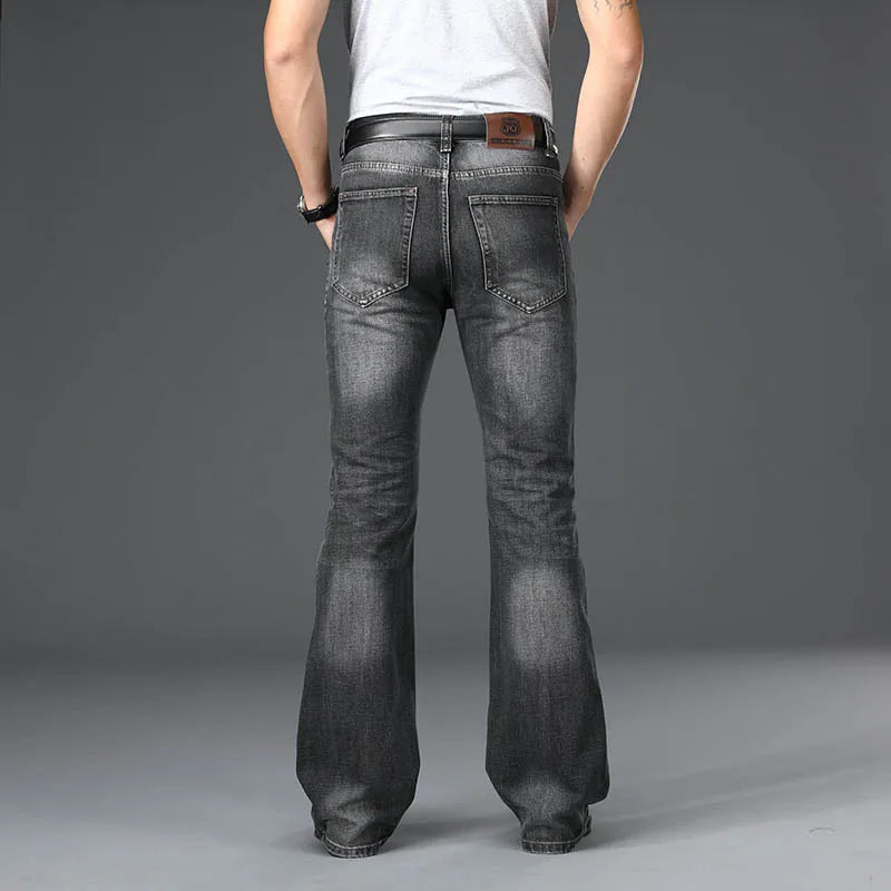 Denim Flared Jeans Men Boot Cut Denim Pants Comfortable Slightly Slim Classic Loose Casual Blue Black Trousers For Male Bootcut