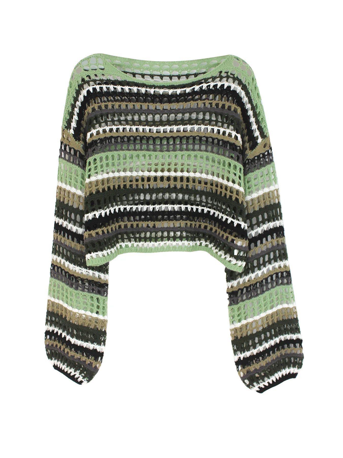 Sweater woman one word collar head long sleeve horizontal grain grain empty beach smock sweater spring and Summer