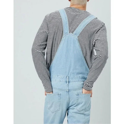 Men's denim Spring Autumn Casual Jeans Jumpsuits 2025 fashion Casual Pocket Button Suspenders Pants male Straight-Leg Denim Jumpsuits