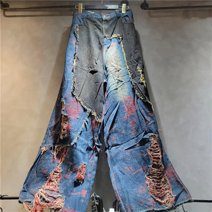 WTHT New Fashion Women's Patchwork Wash Lapel Long Sleeve Denim Jacket High Waist Straight Jeans Female 2025 Autumn 1LS2310