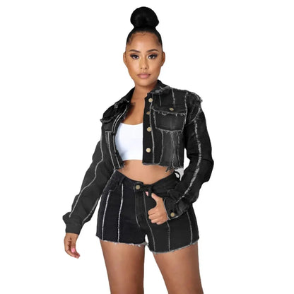 Women's Cotton Denim Jacket Long-Sleeved Lapel Slim Fit Autumn Style by New Manufacturer