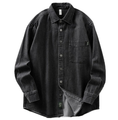 New American Retro Long-sleeved Shirts in Autumn and Winter,ruffian Handsome Loose Large-size Casual Tooling Jacket,Denim Jacket