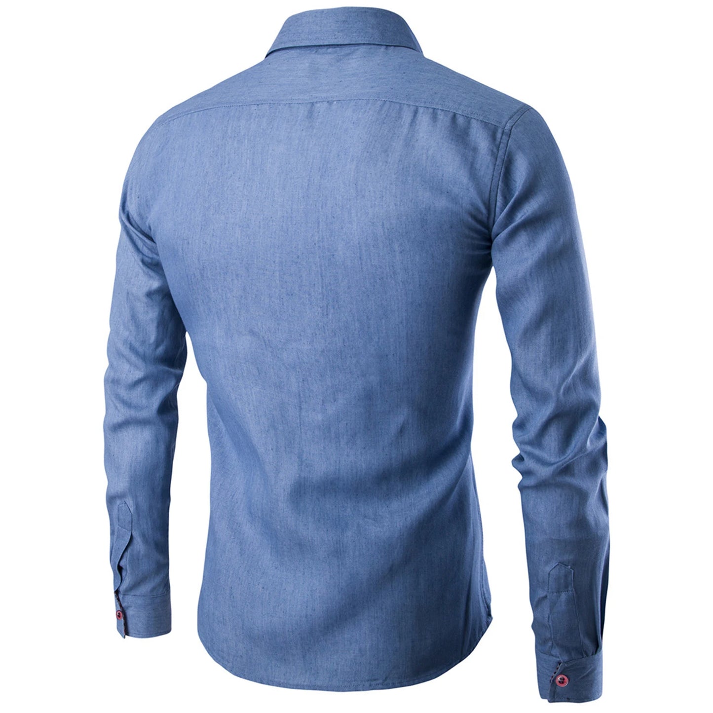 Mens Denim Shirts Long Sleeve Men Dress Shirt Fashion Slim Fit Style Navy Blue Jeans Male Shirt Longsleeve Shirt for Men