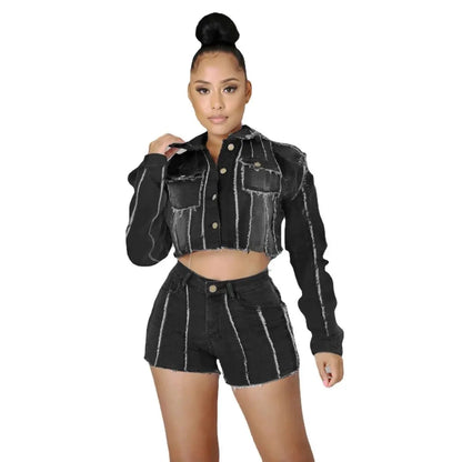 Women's Cotton Denim Jacket Long-Sleeved Lapel Slim Fit Autumn Style by New Manufacturer