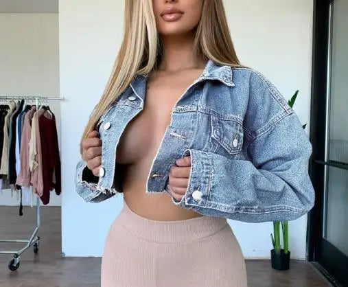 Denim jacket personalized short women's jacket