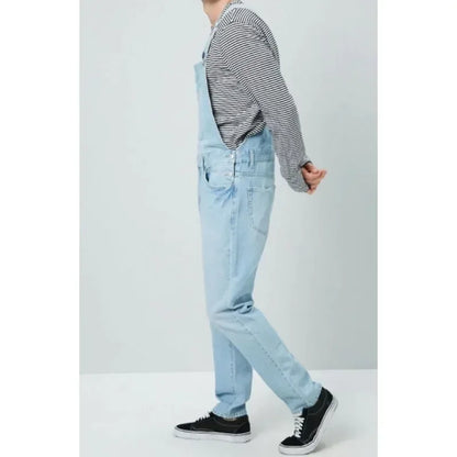 Men's denim Spring Autumn Casual Jeans Jumpsuits 2025 fashion Casual Pocket Button Suspenders Pants male Straight-Leg Denim Jumpsuits