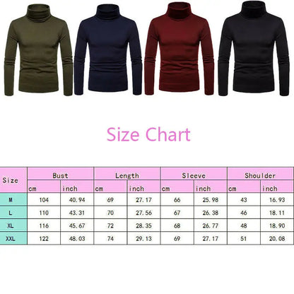 Men's Sweaters Winter Autumn Turtleneck Long Sleeve Plain Stretch Kintted Pullovers Basic Tops Slim Fit Fashion Mens Sweater