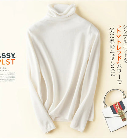 Women's Sweaters Autumn Winter Turtleneck Casual cashmere Knitted Jumper Elegant Fashion Slim Elasticity wool Pullover Tops Fema