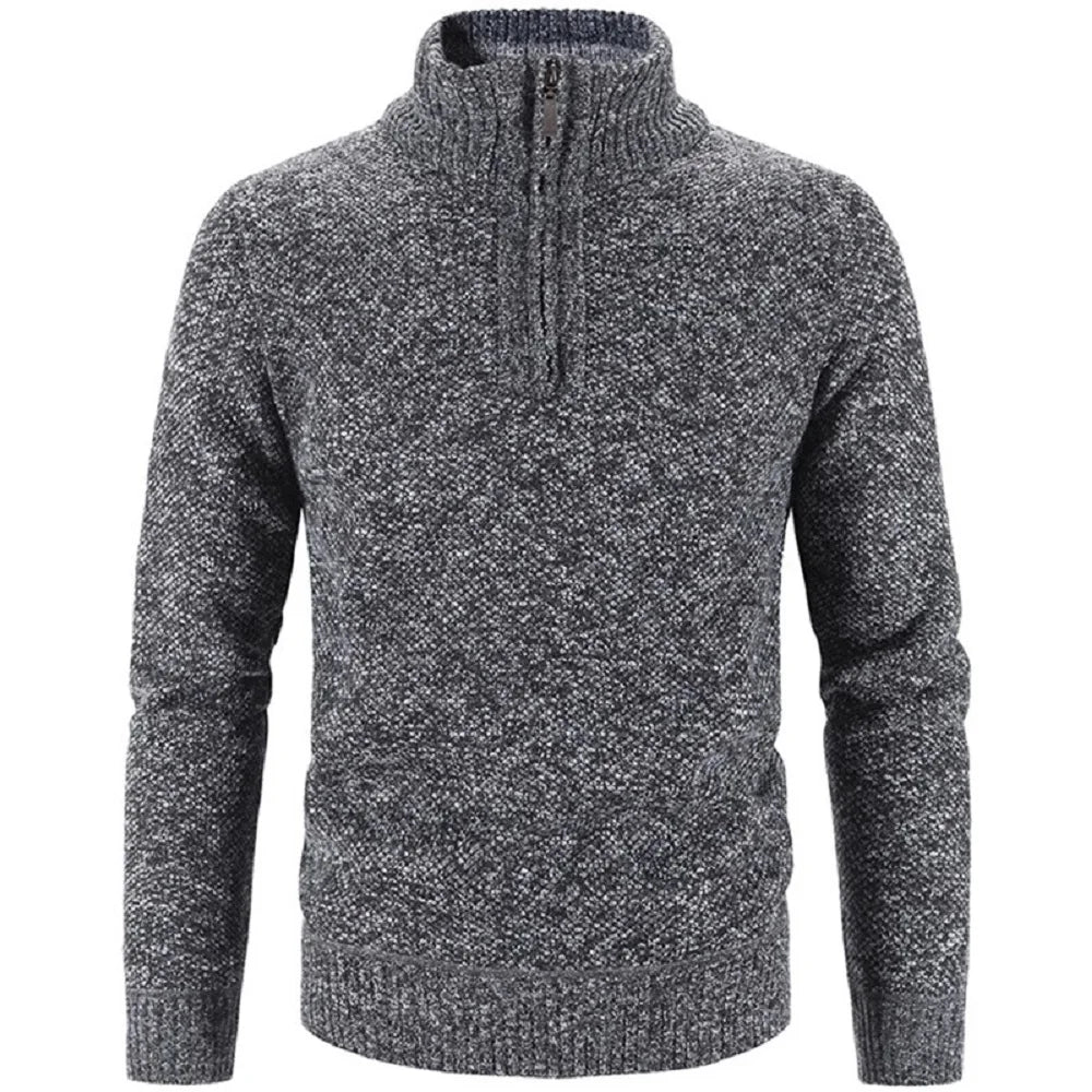 Winter Men's Fleece Thicker Sweater Half Zipper Turtleneck Warm Pullover Quality Male Slim Knitted Wool Sweaters for Spring 3Xl