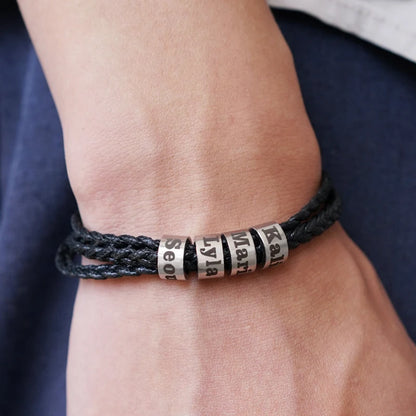 MaiLun 1pc  Customized Names Beads Men Braided Bracelet