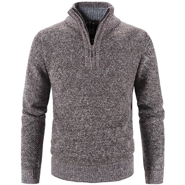Winter Men's Fleece Thicker Sweater Half Zipper Turtleneck Warm Pullover Quality Male Slim Knitted Wool Sweaters for Spring 3Xl