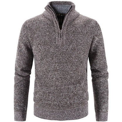 Winter Men's Fleece Thicker Sweater Half Zipper Turtleneck Warm Pullover Quality Male Slim Knitted Wool Sweaters for Spring 3Xl
