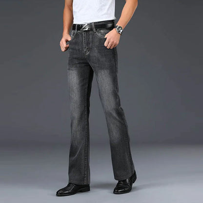 Denim Flared Jeans Men  Boot Cut Denim Pants Comfortable Slightly Slim Classic Loose Casual Blue Black Trousers For Male Bootcut