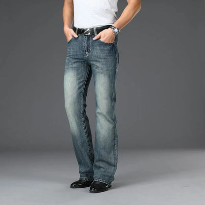 Denim Flared Jeans Men  Boot Cut Denim Pants Comfortable Slightly Slim Classic Loose Casual Blue Black Trousers For Male Bootcut