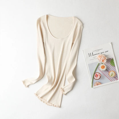 80 silk womens t shirt long sleeve top autumn tshirts tops women clothing white tshirt fashion cute outfits pink style sweater o