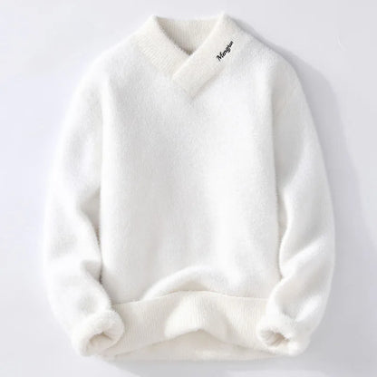 Sweaters men 2024 winter korean style mens warm sweater V-neck men sweaters autumn Men's wool pullovers men full size M-XXXL