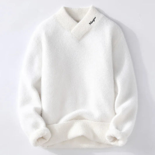 Sweaters men 2024 winter korean style mens warm sweater V-neck men sweaters autumn Men's wool pullovers men full size M-XXXL