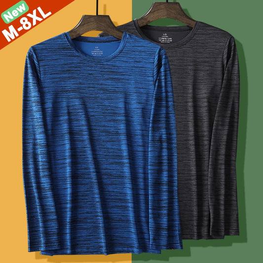 Good Quality 6XL 7XL 8XL T-Shirts Men Plus Size Long Sleeve Tshirt Male Tee Shirt Autumn Hiking Camping Tops Oversized Clothes