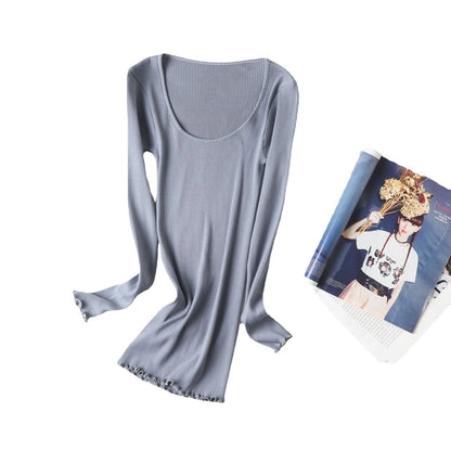 80 silk womens t shirt long sleeve top autumn tshirts tops women clothing white tshirt fashion cute outfits pink style sweater o