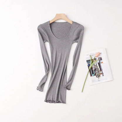 80 silk womens t shirt long sleeve top autumn tshirts tops women clothing white tshirt fashion cute outfits pink style sweater o