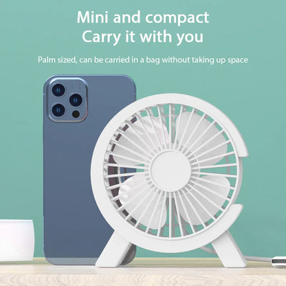 Compact and Portable USB Desk Fan Strong Airflow & Quiet Operation Mini Table Fan for Home Office Bedroom Table Student Dormitor