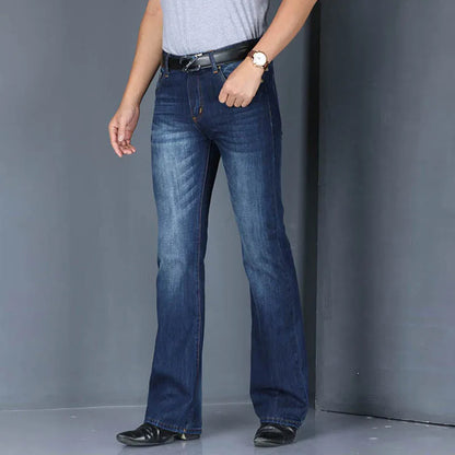 Denim Flared Jeans Men  Boot Cut Denim Pants Comfortable Slightly Slim Classic Loose Casual Blue Black Trousers For Male Bootcut