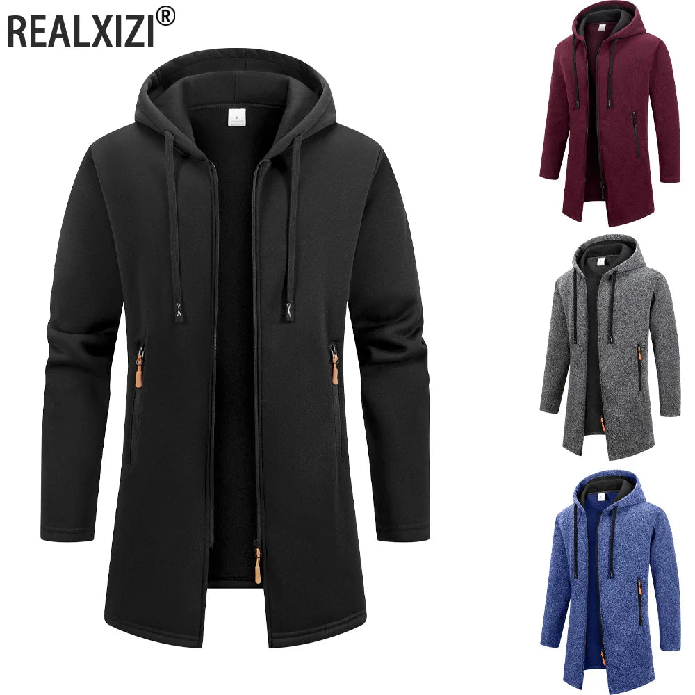 Men's Sweaters Coat Autumn Winter Warm Zipper Medium Long Cardigan Sweaters Man Casual Sweatshirts Sweatercoat Mens Clothes