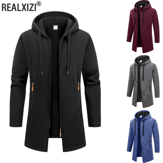 Men's Sweaters Coat Autumn Winter Warm Zipper Medium Long Cardigan Sweaters Man Casual Sweatshirts Sweatercoat Mens Clothes
