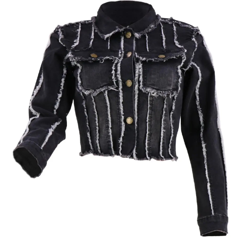 Women's Cotton Denim Jacket Long-Sleeved Lapel Slim Fit Autumn Style by New Manufacturer