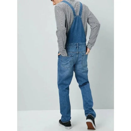 Men's denim Spring Autumn Casual Jeans Jumpsuits 2025 fashion Casual Pocket Button Suspenders Pants male Straight-Leg Denim Jumpsuits
